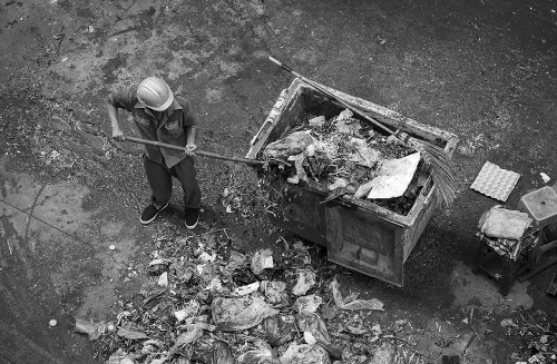 Various types of construction debris arranged for removal in Holborn