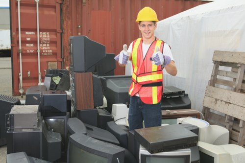 Construction site in Holborn with waste management equipment